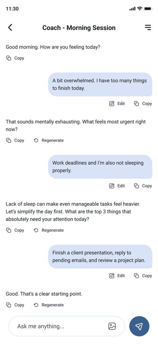 Chatting with the AI coach any time
